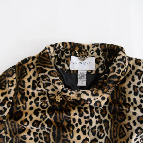Vintage Jaclyn  Smith Faux Fur Fuzzy Leopard Print Crop Mob Wife Jacket S/C - Picture 11 of 12